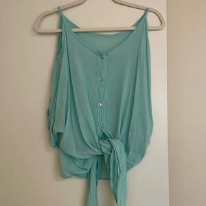 Teal tie top